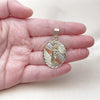 Oro Laminado Religious Pendant, Gold Filled Style San Judas Design, Diamond Cutting Finish, Tricolor, 05.120.0100