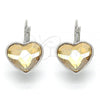 Rhodium Plated Leverback Earring, Heart Design, with Golden Shadow Swarovski Crystals, Polished, Rhodium Finish, 02.239.0013.8