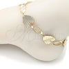 Oro Laminado Fancy Anklet, Gold Filled Style Heart Design, Diamond Cutting Finish, Golden Finish, 5.032.003.1.10