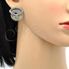 Oro Laminado Necklace and Earring, Gold Filled Style Spiral and Leaf Design, with White Crystal, Polished, Two Tone, 06.59.0110