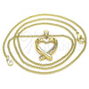 Oro Laminado Pendant Necklace, Gold Filled Style Heart Design, with White Micro Pave, Polished, Golden Finish, 04.342.0026.20