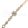 Sterling Silver Fancy Bracelet, with Sapphire Blue and White Cubic Zirconia, Polished, Rose Gold Finish, 03.369.0003.1.07