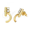 Oro Laminado Stud Earring, Gold Filled Style with White Cubic Zirconia, Polished, Golden Finish, 02.63.2248