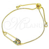 Oro Laminado Adjustable Bolo Bracelet, Gold Filled Style with Multicolor Micro Pave, Polished, Golden Finish, 03.313.0036.1.11