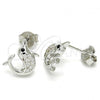 Sterling Silver Stud Earring, Dolphin Design, with Black and White Cubic Zirconia, Polished, Rhodium Finish, 02.336.0099