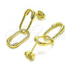 Oro Laminado Long Earring, Gold Filled Style Paperclip Design, Polished, Golden Finish, 02.213.0470