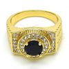 Oro Laminado Mens Ring, Gold Filled Style with Black and White Cubic Zirconia, Polished, Golden Finish, 01.266.0001.2.12 (Size 12)