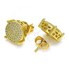 Oro Laminado Stud Earring, Gold Filled Style with White Micro Pave, Polished, Golden Finish, 02.344.0098