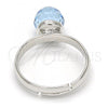 Rhodium Plated Multi Stone Ring, Ball Design, with Aquamarine Swarovski Crystals, Polished, Rhodium Finish, 01.239.0006.3 (One size fits all)