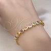 Oro Laminado Tennis Bracelet, Gold Filled Style with Multicolor Cubic Zirconia, Polished, Golden Finish, 03.284.0014.1.08