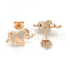 Sterling Silver Stud Earring, Elephant Design, with White Micro Pave, Polished, Rose Gold Finish, 02.285.0079.1