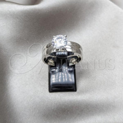 Stainless Steel Elegant Ring, with White Cubic Zirconia, Polished, Steel Finish, 01.63.0699.09