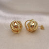 Oro Laminado Stud Earring, Gold Filled Style Ball and Twist Design, Polished, Golden Finish, 02.195.0278