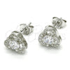 Sterling Silver Stud Earring, with White Cubic Zirconia, Polished, Rhodium Finish, 02.285.0091