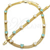 Oro Laminado Necklace and Bracelet, Gold Filled Style with Aqua Blue and White Cubic Zirconia, Polished, Golden Finish, 06.185.0015
