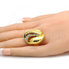 Oro Laminado Multi Stone Ring, Gold Filled Style with White Crystal, Polished, Golden Finish, 01.241.0027.07 (Size 7)