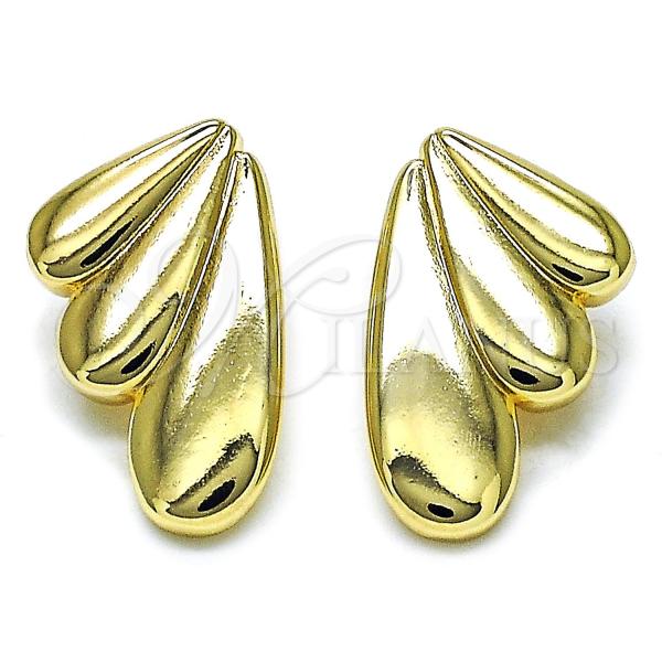 Oro Laminado Stud Earring, Gold Filled Style Wings Design, Polished, Golden Finish, 02.195.0326