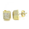 Oro Laminado Stud Earring, Gold Filled Style with White Micro Pave, Polished, Golden Finish, 02.344.0059