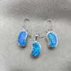 Sterling Silver Earring and Pendant Adult Set, with Bermuda Blue Opal, Polished, Silver Finish, 10.391.0012