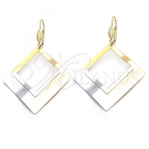 Oro Laminado Dangle Earring, Gold Filled Style Tricolor, 5.070.005