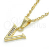 Oro Laminado Fancy Pendant, Gold Filled Style Initials Design, with White Cubic Zirconia, Polished, Golden Finish, 05.26.0034