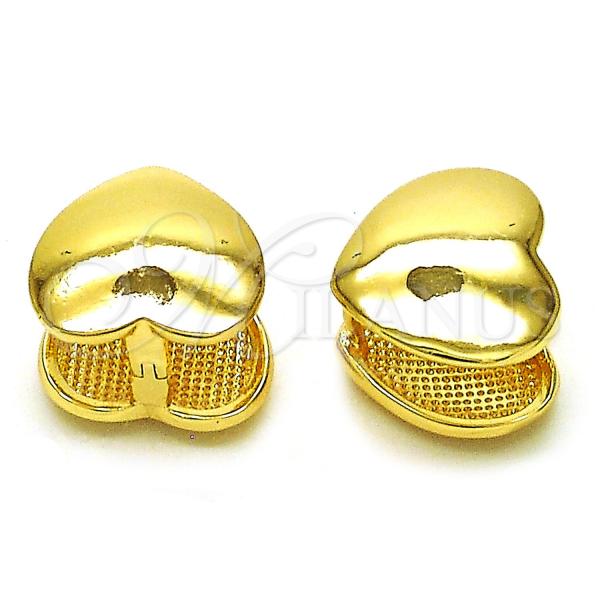 Oro Laminado Huggie Hoop, Gold Filled Style Heart Design, Polished, Golden Finish, 02.195.0292.12