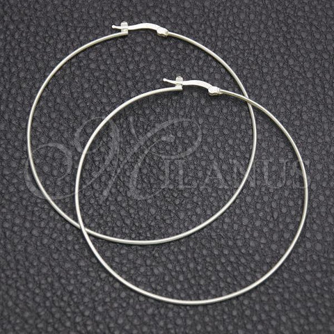 Sterling Silver Large Hoop, Hollow Design, Polished, Silver Finish, 02.389.0187.60