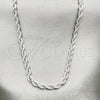 Rhodium Plated Basic Necklace, Rope Design, Polished, Rhodium Finish, 5.222.034.1.16