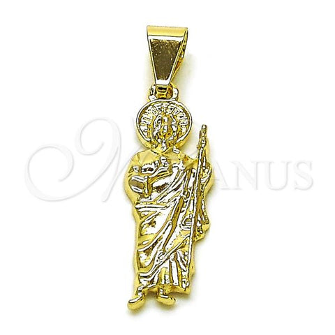 Oro Laminado Fancy Pendant, Gold Filled Style San Judas Design, Polished, Golden Finish, 05.213.0159