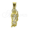 Oro Laminado Fancy Pendant, Gold Filled Style San Judas Design, Polished, Golden Finish, 05.213.0159