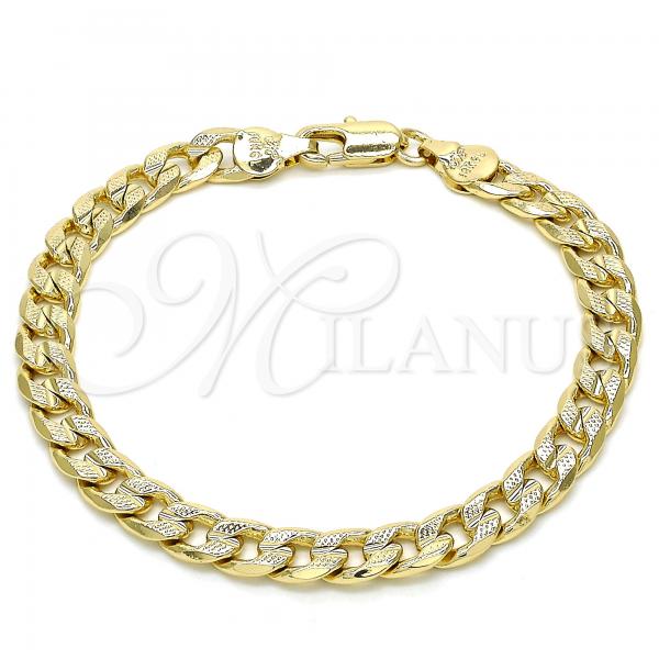 Oro Laminado Basic Bracelet, Gold Filled Style Curb Design, Polished, Golden Finish, 04.213.0164.07