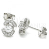 Sterling Silver Stud Earring, with White Cubic Zirconia, Polished, Rhodium Finish, 02.369.0008