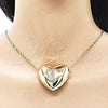 Oro Laminado Fancy Necklace, Gold Filled Style Heart and Guadalupe Design, Polished, Golden Finish, 04.253.0021.18