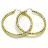 Oro Laminado Extra Large Hoop, Gold Filled Style Hollow Design, Diamond Cutting Finish, Golden Finish, 02.213.0310.70