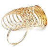 Gold Plated Dozen Bangle, Diamond Cutting Finish, Tricolor, 5.264.002.06 (06 MM Thickness, Size 6 - 2.75 Diameter)