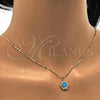 Oro Laminado Pendant Necklace, Gold Filled Style with Blue Topaz Opal and White Micro Pave, Polished, Golden Finish, 04.63.1319.2 .18