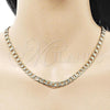 Oro Laminado Basic Necklace, Gold Filled Style Pave Cuban Design, Polished, Golden Finish, 04.213.0342.24