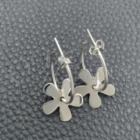 Sterling Silver Stud Earring, Flower Design, Polished, Silver Finish, 02.392.0015.20