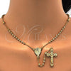 Gold Tone Thin Rosary, Altagracia and Crucifix Design, Polished, Golden Finish, 09.213.0002.18.GT