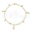 Oro Laminado Charm Anklet , Gold Filled Style Little Girl and Little Boy Design, Polished, Golden Finish, 03.58.0014.10