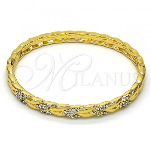 Oro Laminado Individual Bangle, Gold Filled Style with White Crystal, Polished, Golden Finish, 07.252.0036.04 (06 MM Thickness, Size 4 - 2.25 Diameter)