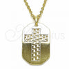 Oro Laminado Religious Pendant, Gold Filled Style Cross Design, Polished, Golden Finish, 05.09.0067
