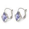 Rhodium Plated Leverback Earring, Butterfly Design, with Provence Lavander Swarovski Crystals, Polished, Rhodium Finish, 02.239.0011.4