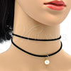 Oro Laminado Fancy Necklace, Gold Filled Style Choker and Ball Design, with Ivory Pearl, Polished, Golden Finish, 04.215.0010.13