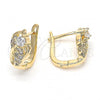 Oro Laminado Huggie Hoop, Gold Filled Style with White Cubic Zirconia and White Micro Pave, Polished, Golden Finish, 02.155.0065