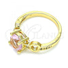 Oro Laminado Multi Stone Ring, Gold Filled Style with Pink and White Cubic Zirconia, Polished, Golden Finish, 01.284.0053.08