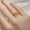 Oro Laminado Multi Stone Ring, Gold Filled Style Infinite Design, with White Micro Pave, Polished, Golden Finish, 01.341.0057