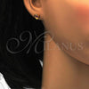 Stainless Steel Stud Earring, Heart Design, with Pink Crystal, Polished, Golden Finish, 02.271.0004.8