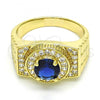 Oro Laminado Mens Ring, Gold Filled Style with Tanzanite and White Cubic Zirconia, Polished, Golden Finish, 01.266.0001.1.11 (Size 11)