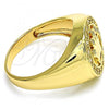 Oro Laminado Mens Ring, Gold Filled Style Crown Design, with White Cubic Zirconia, Polished, Golden Finish, 01.283.0005.12 (Size 12)